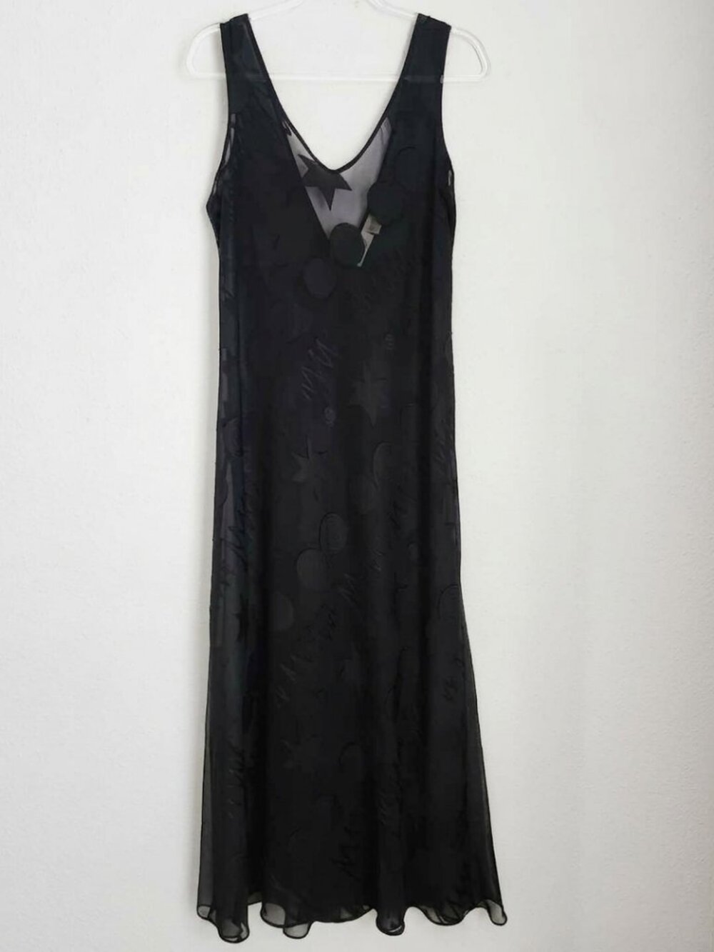 Vintage VICTORIA'S SECRET Gold Label 80s/90s Black Sheer Maxi Slip Dress Gown L